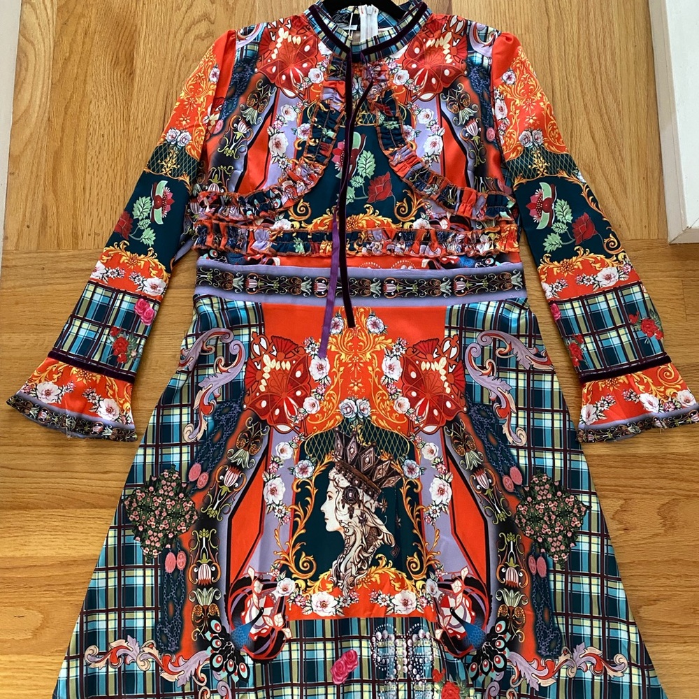 Colorful Patterned Long Sleeve Dress